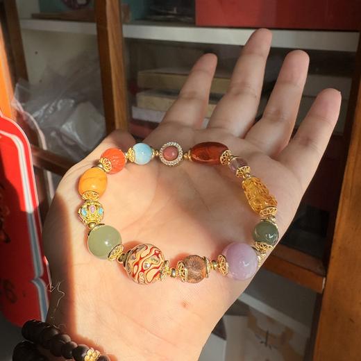 【昭华·南红蜜蜡多宝手串】敦煌福泽小众南红蜜蜡多宝新中式复古单圈手串 商品图0