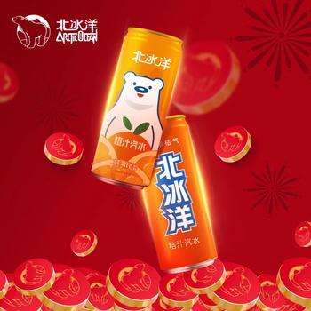 北冰洋桔汁橙汁双拼果汁汽水碳酸饮料330ml*24罐福气满满年货送礼礼盒装 商品图6
