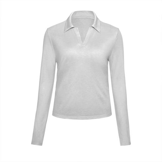 跃牌【倚窗听雨】新款桑蚕丝瑜伽服女兰精莫代尔薄款修身显瘦运动休闲衬衣长袖上衣CX134 商品图4