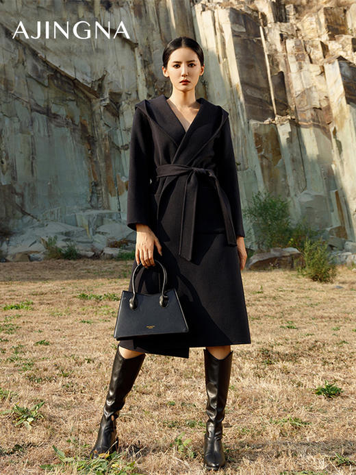 【商场同款】阿菁娜2025冬季新款新色长款慵懒大衣A30D211015 商品图8