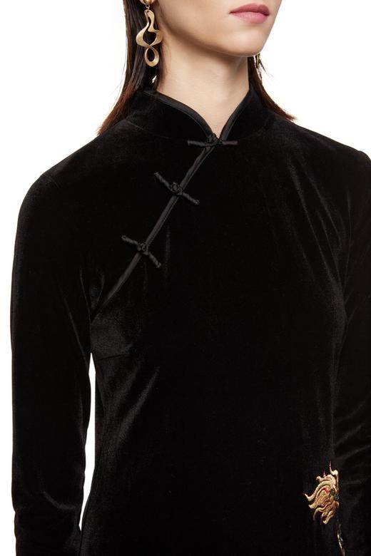 H&M 限量版黑色刺绣旗袍连衣裙 8272 商品图2