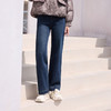 半身缘女裤 冬季长裤棉直筒裤宽松保暖牛仔裤254202U10120103 商品缩略图0