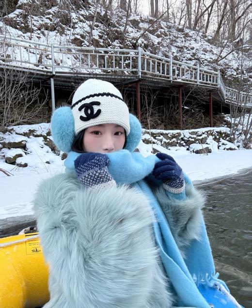 香家冬季新款熊猫帽毛线羊毛针织帽 商品图0