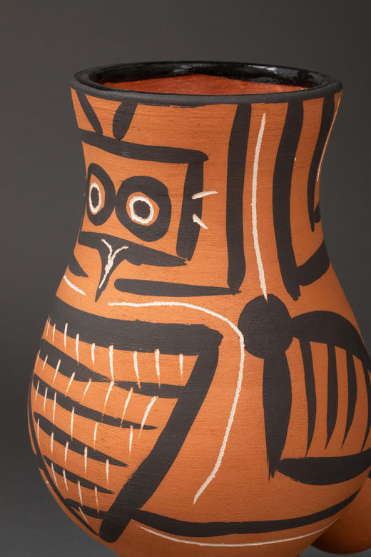 独角鹿西洋古董1958年代西班牙艺术巨匠毕加索与法国Madoura工坊合作出品限量装饰陶瓶「Chouette Mate (A.R.405) 哑光猫头鹰 405」 商品图7