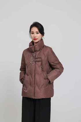 SZ6R21 国风羽绒服外套 流苏盘扣设计 绣花工艺图案  立领防风款式