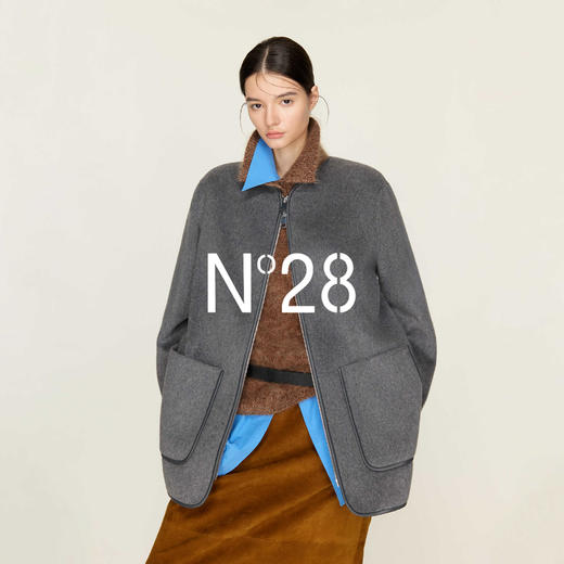 N°28【零压感】2025秋冬新款山羊绒毛呢外套女宽松复古带围巾保暖呢子大衣 8855A1D668  商品图3