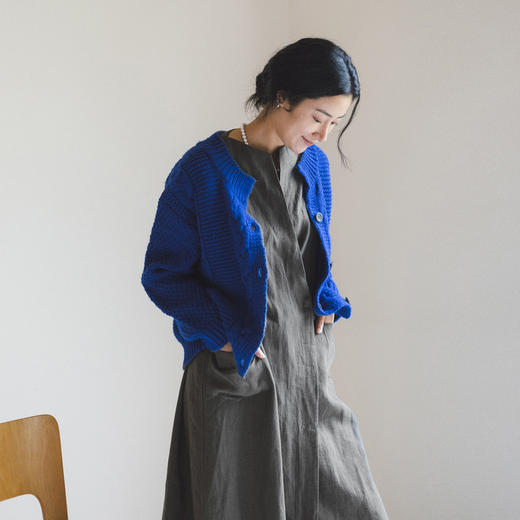 绽放809朵/阿兰毛衣·纯羊毛克莱因蓝绞花针织开衫宽松羊毛衫外套 商品图2