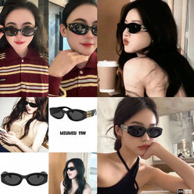 赵露思同款MIU 家logo装饰 椭圆形 太阳墨镜