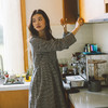 绽放794朵/叠搭神器格子裙·纯亚麻格纹中长款长袖连衣裙2025新款 商品缩略图0