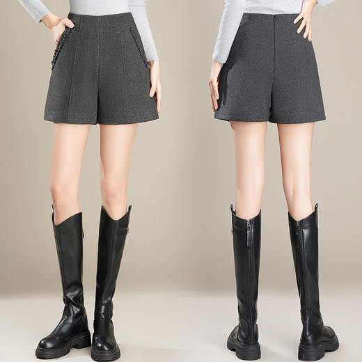 毛呢短裤高腰时尚厚款直筒裤，休闲三分外穿裤靴裤MYX-PH-1617-Y 商品图3