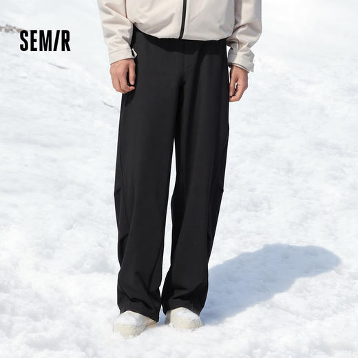 森马休闲裤男冬季宽松阔腿裤2025新款褶皱垂感弯刀裤潮流抽绳裤子 商品图1