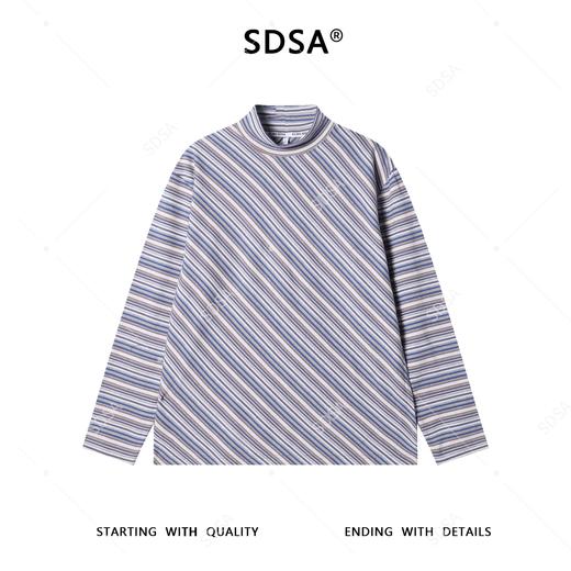 T5031SDSA男士秋冬新款痞帅男装韩版简约撞色斜纹半高领长袖T恤百搭 商品图1