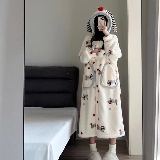 【YW】无忧购可爱卡通睡袍女秋冬季珊瑚绒加厚加绒睡衣睡裙家居服浴袍（截单后3-5天发货) 商品图3