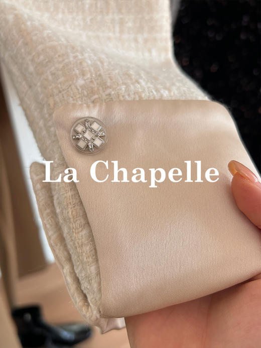 拉夏贝尔/La Chapelle高级感重工编织小香风外套~翻领双排扣廓形西装 商品图10