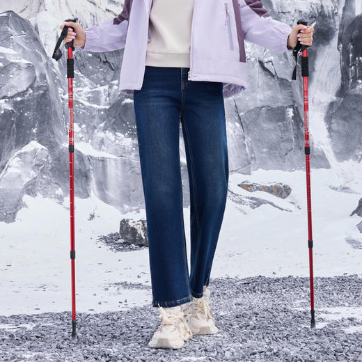 半身缘女裤 冬季棉直筒长裤宽松保暖牛仔裤254102U10120102 商品图3