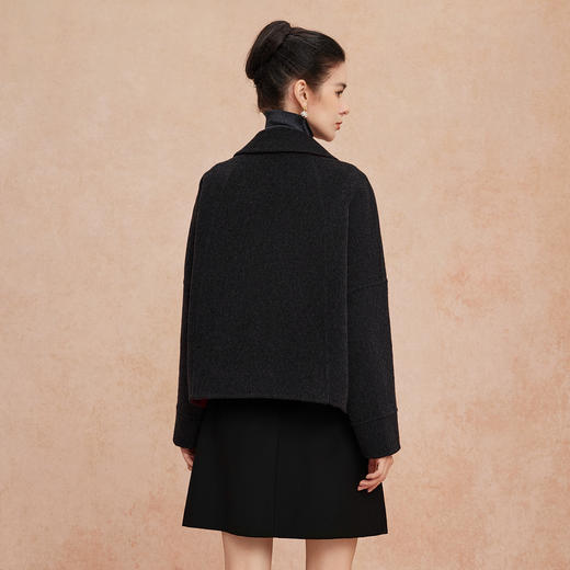 QH902斯尔丽2025新款双面呢小翻领宽松版小个子显高短大衣 商品图1