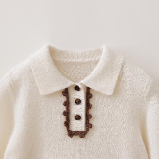 【100%绵羊毛】马克珍妮女童花边POLO领针织毛衣2025年冬装新款551893 商品图3
