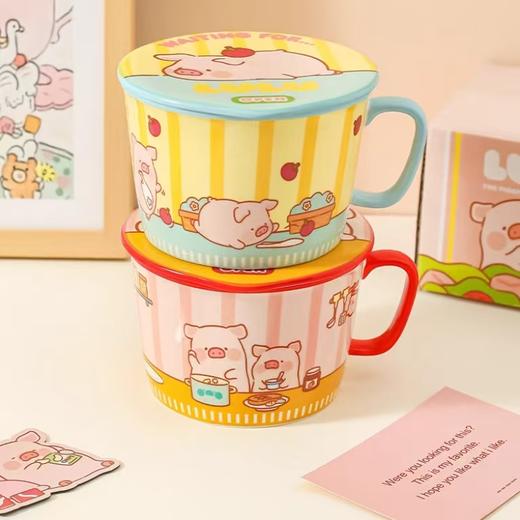 4楼Eubelle欧蓓 川岛屋&lulu猪联名 泡面碗带盖陶瓷拉面大碗 活动价：58元 商品图1