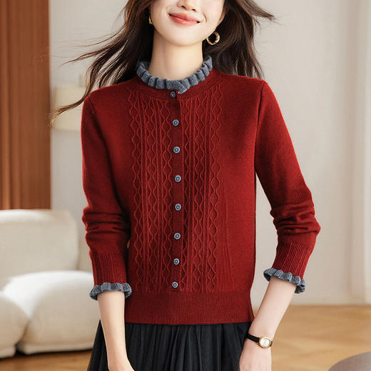 好看内搭打底衫保暖漂亮，减龄小衫木耳边毛衣CC-ML-2186 商品图2