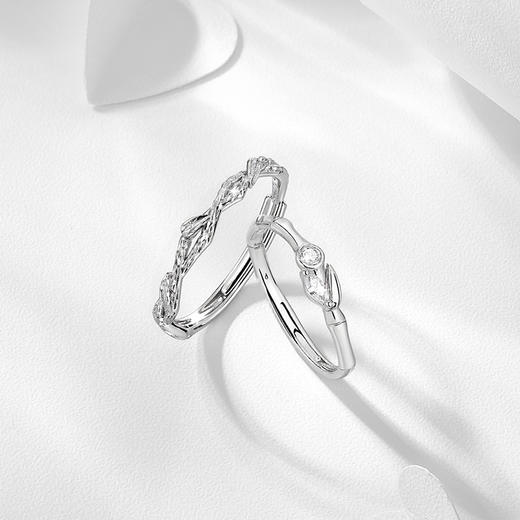卡蒂罗KADER 竹枝连理情侣 925银新中式冷淡风节节同心原创小众设计男女友可调节素圈一对 甜蜜饰爱日常浪漫 商品图4