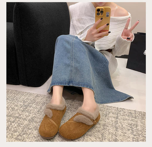 【YW】无忧购加绒新中式毛毛勃肯鞋女冬一脚蹬保暖棉鞋9978（截单后3-5天发货） 商品图5