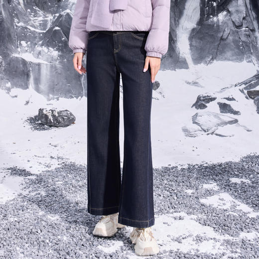 半身缘女裤 冬季棉奥粒绒筒喇宽松显高牛仔裤254202U10120108 商品图0