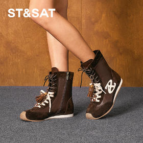 星期六复古潮酷拼接运动短靴SSD4116190