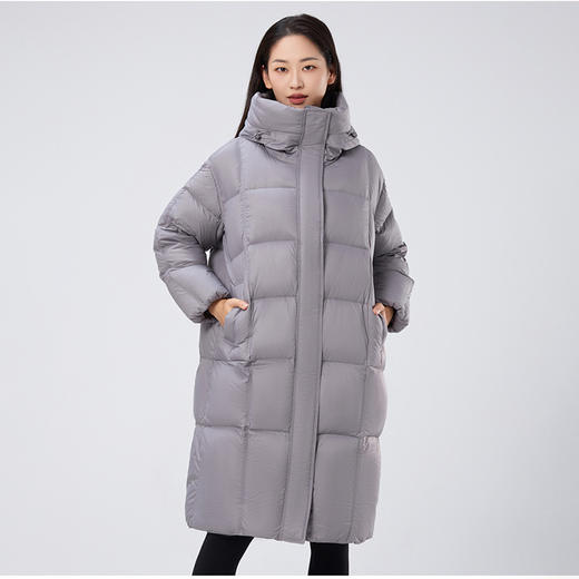 女士8827长款立领连帽羽绒服 360度防寒无死角 90鸭绒（常熟羽绒服工厂购） 商品图2