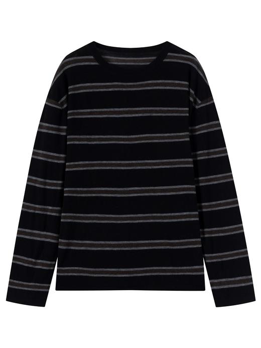 2025秋冬新款复古条纹长袖羊毛衫女宽松休闲通勤风显瘦韩版上衣895382M104 商品图2