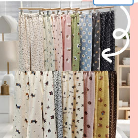 【99元2条】女士冬季家居裤子外穿雪妮绒暖暖裤印花裤子【FD25329】