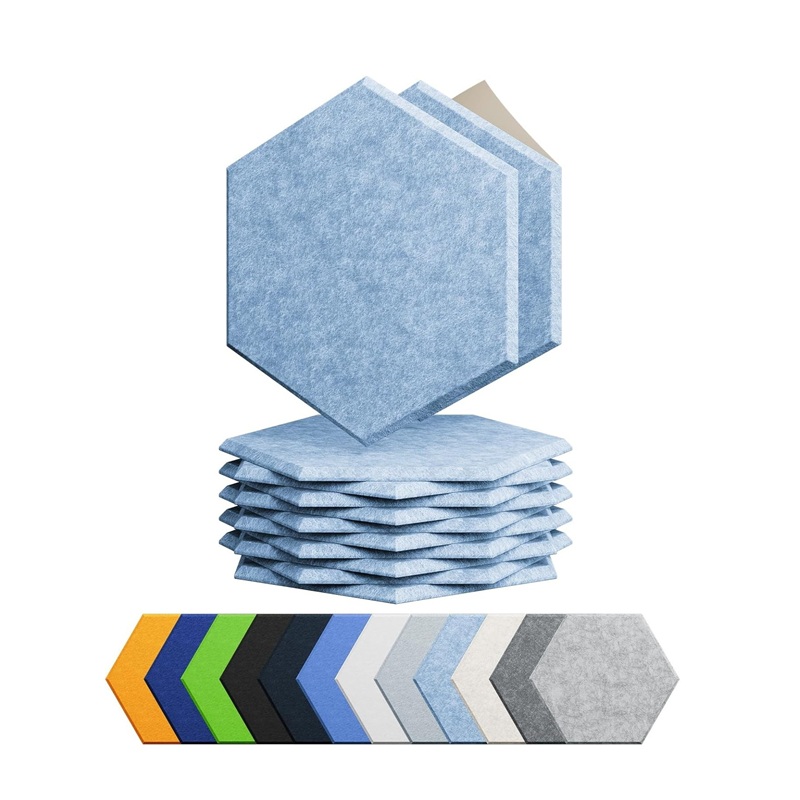 【4片装】六边形聚酯纤维吸音板 高密度隔音板 无味无毒安全环保