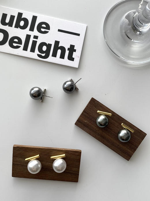 【出口订单施家一字杠珍珠耳钉】解忧招财天然虎眼石｜正品施家珍珠｜S925银针❗️一横一圆 独特设计感！不落俗的品味-PJBC 商品图2