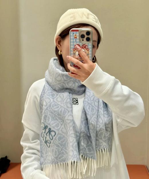 福利回馈 LEW经典 anagram提花围巾 马卡龙色系 男女同款 羊毛羊绒牙刷绣围巾 商品图1
