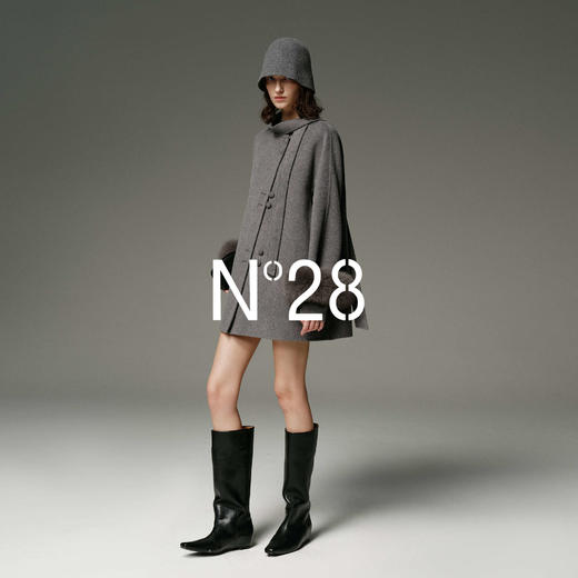 N°28【千金风】羊毛呢大衣女秋围巾设计感毛呢外套 8855A1D609  商品图3