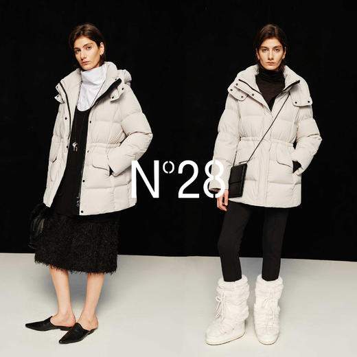 N°28 收腰连帽90白鹅绒服女秋冬中长款高级感加厚抗寒羽绒服外套8855A1Y251 商品图4
