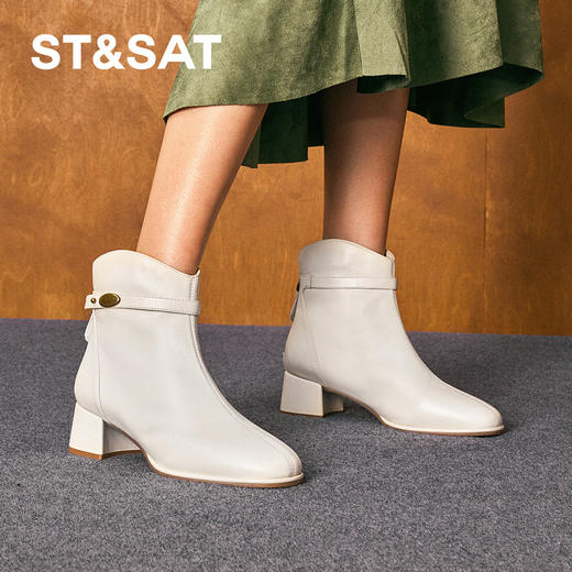 星期六法式优雅金属扣切尔西短靴SSD4116179 商品图4