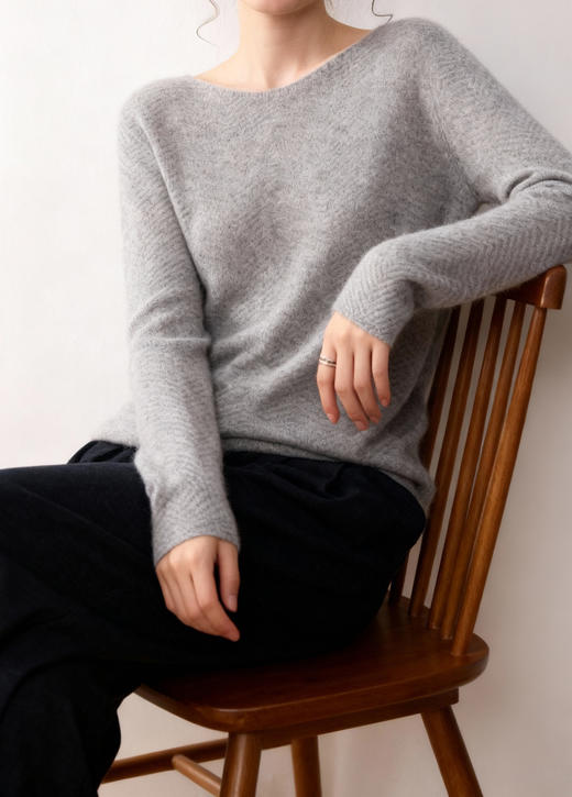 纯羊绒小船领套头衫 商品图2