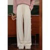 鹿向南《休闲软妹》白色宽松阔腿休闲裤女2024年秋冬新款加绒裤子LXN32716 商品缩略图0