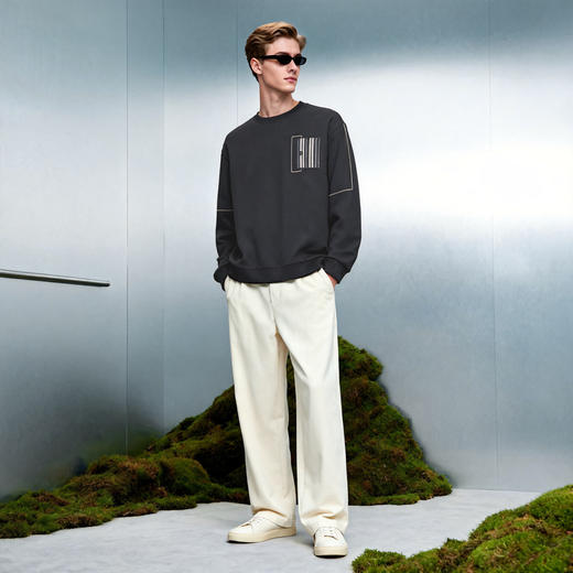 华夫格加绒保暖圆领卫衣 商品图11