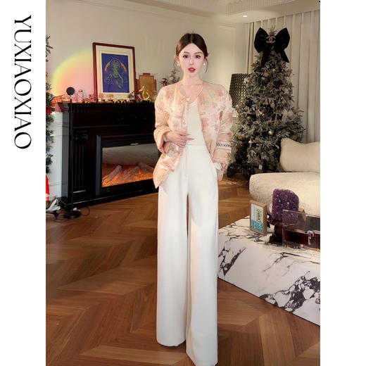 余潇潇【暖冬留白】自带时髦肌理感柔软亲肤百搭休闲加厚直筒裤秋冬 商品图3