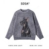 SDSA男士秋冬新款痞帅男装潮牌撞色小狗图案圆领毛衣百搭针织衫 商品缩略图0