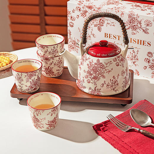 摩登主妇假日玫瑰茶具套装订婚新婚礼物结婚送新娘2025新款泡茶壶 商品图0