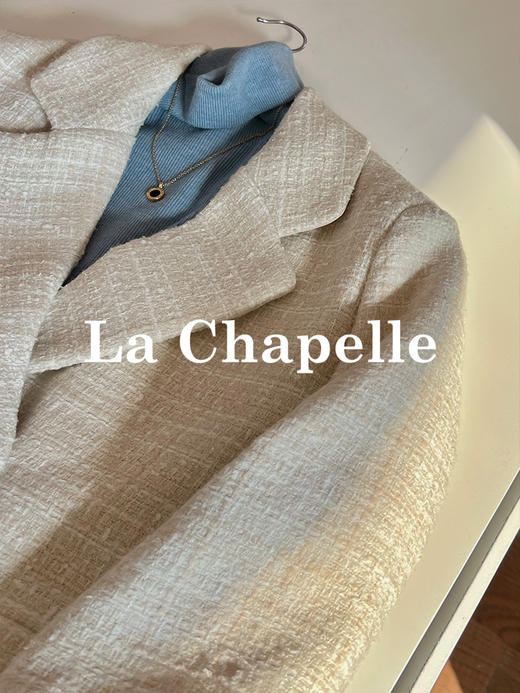 拉夏贝尔/La Chapelle高级感重工编织小香风外套~翻领双排扣廓形西装 商品图9