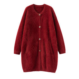 S·Y·C【北美小动物之青筠】圆领保暖加厚外套大衣女XDW240259