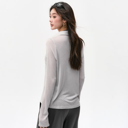 跃牌【倚窗听雨】新款桑蚕丝瑜伽服女兰精莫代尔薄款修身显瘦运动休闲衬衣长袖上衣CX134 商品图1