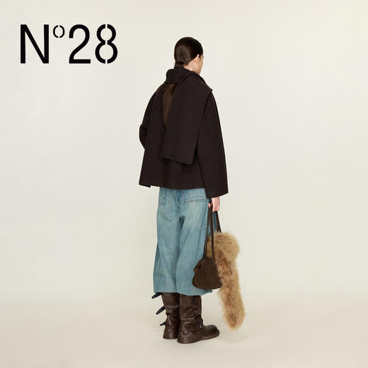 N°28 山羊绒毛呢外套女士秋冬宽松廓形百搭气质通勤短款呢子大衣8855A1D730 商品图3