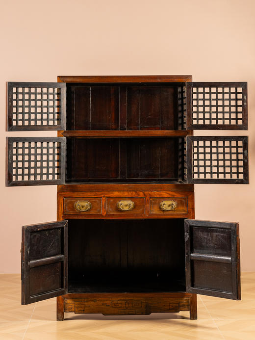 清早期  黄花梨包镶嵌楠木透棂书柜 商品图3