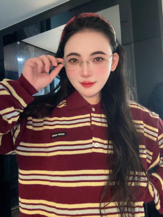 MIU家合金椭圆形眼镜 时尚超轻百搭装饰眼镜 商品图3