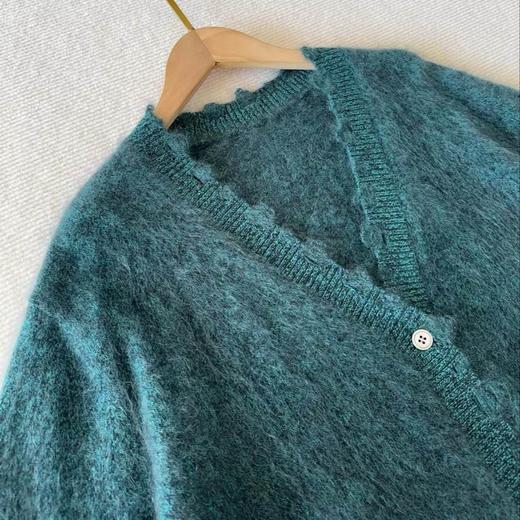 【à perles】LP*山羊绒拉绒镂空毛边V领开衫 商品图3