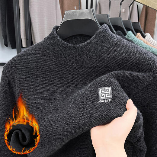 【YW】无忧购冬季加绒加厚中年爸爸装男士毛衣雪貂绒休闲打底衫（截单后3-5天发货） 商品图4